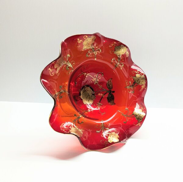 victorian red glass comport