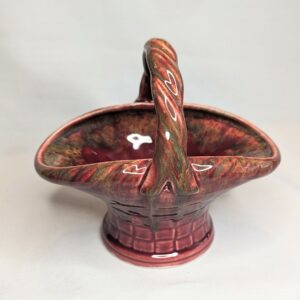english glazed pottery basket vase