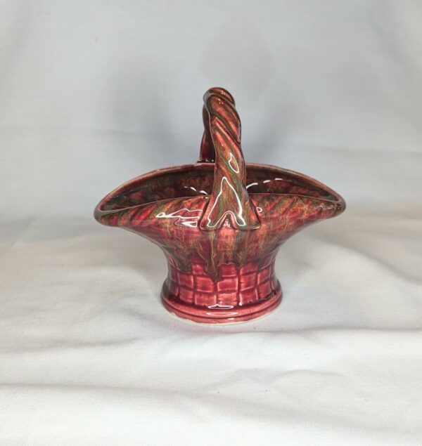 english glazed pottery basket vase