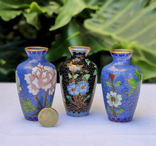 cloisonne miniature vases