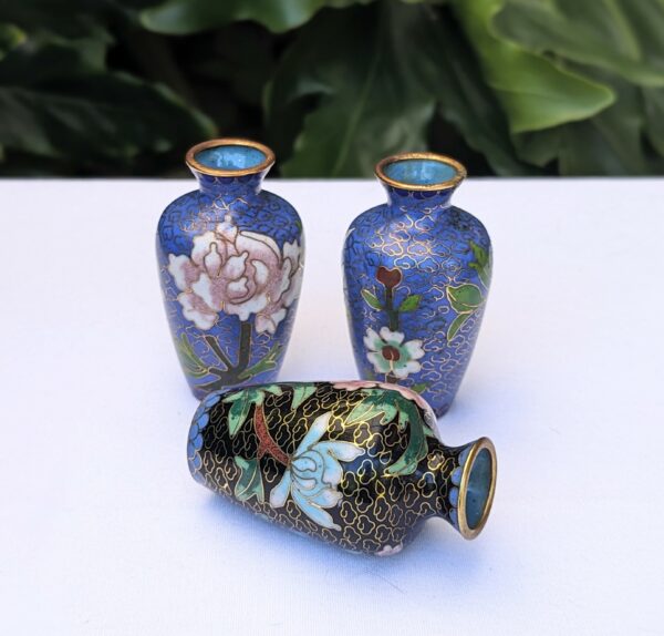 cloisonne miniature vases