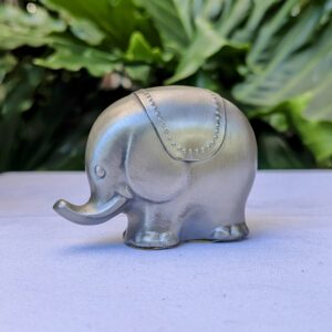 silver metal elephant statue
