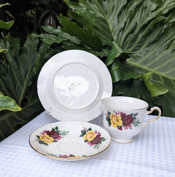 vintage queen anne trio tea rose set