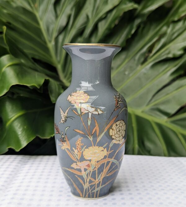 vintage japanese grey urn vase