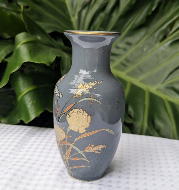 vintage japanese grey urn vase