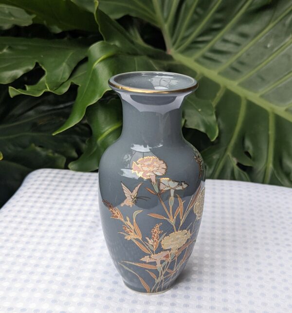 vintage japanese grey urn vase