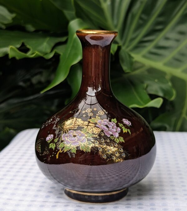 japanese brown glaze bud vase