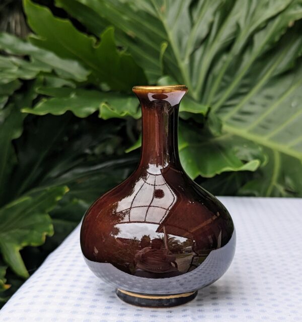 japanese brown glaze bud vase