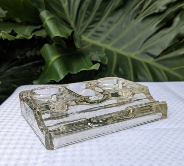 vintage crown crystal glass desk inkwell