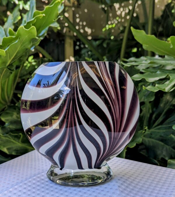 mcm art glass zebra vase