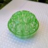 vintage green depression glass 4" flower frog