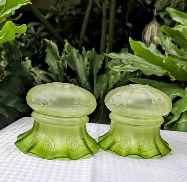 pair green vintage light shades