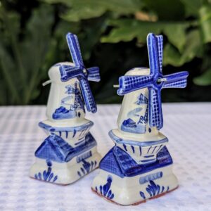 delft rotating windmill salt & pepper shakers