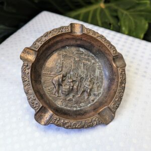 vintage pressed brass colonial tavern ashtray