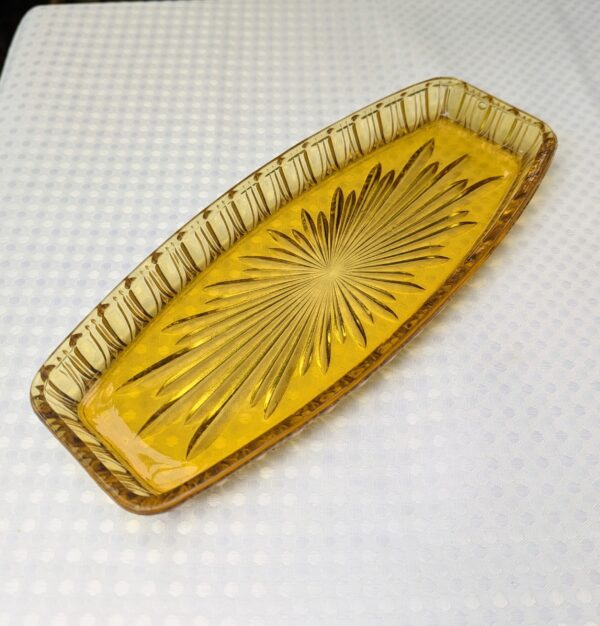 australian crown crystal amber sandwich plate