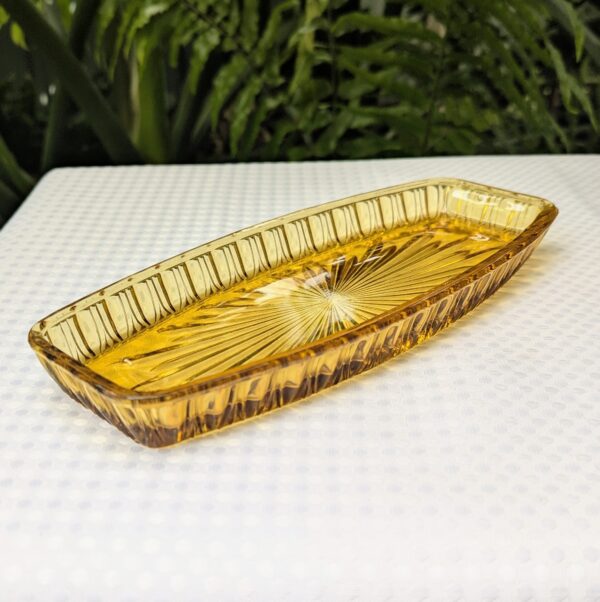 australian crown crystal amber sandwich plate